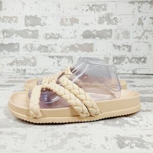 NEW BP Keaton Cream Tan Braided Slide Flat Sandals H281